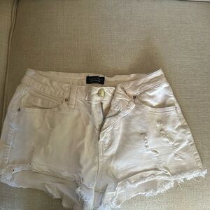 Angel Kiss White Distressed Frayed Hem Jean Shorts